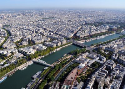 Aerial view of Paris with Seine river